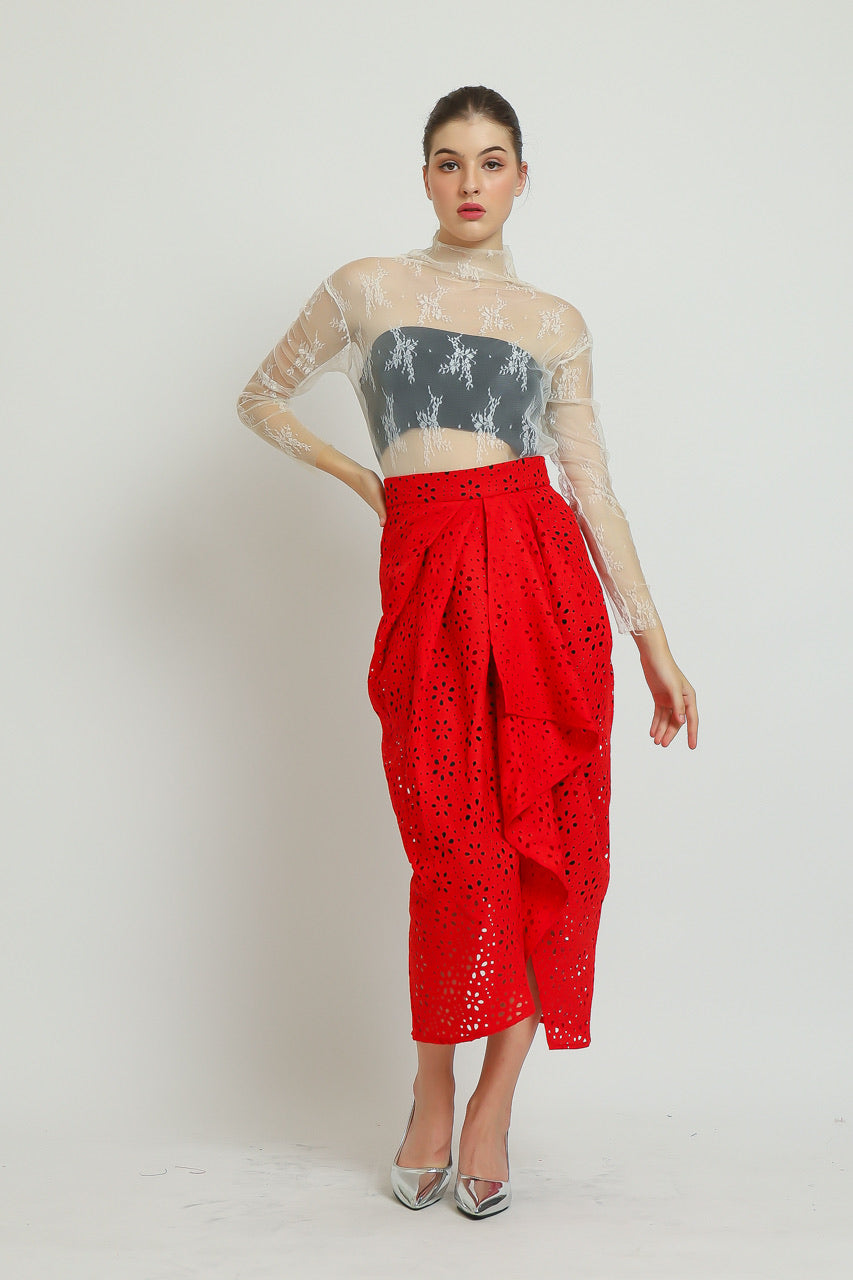 Bloom et Champs Rok Eyelet Linen Merah