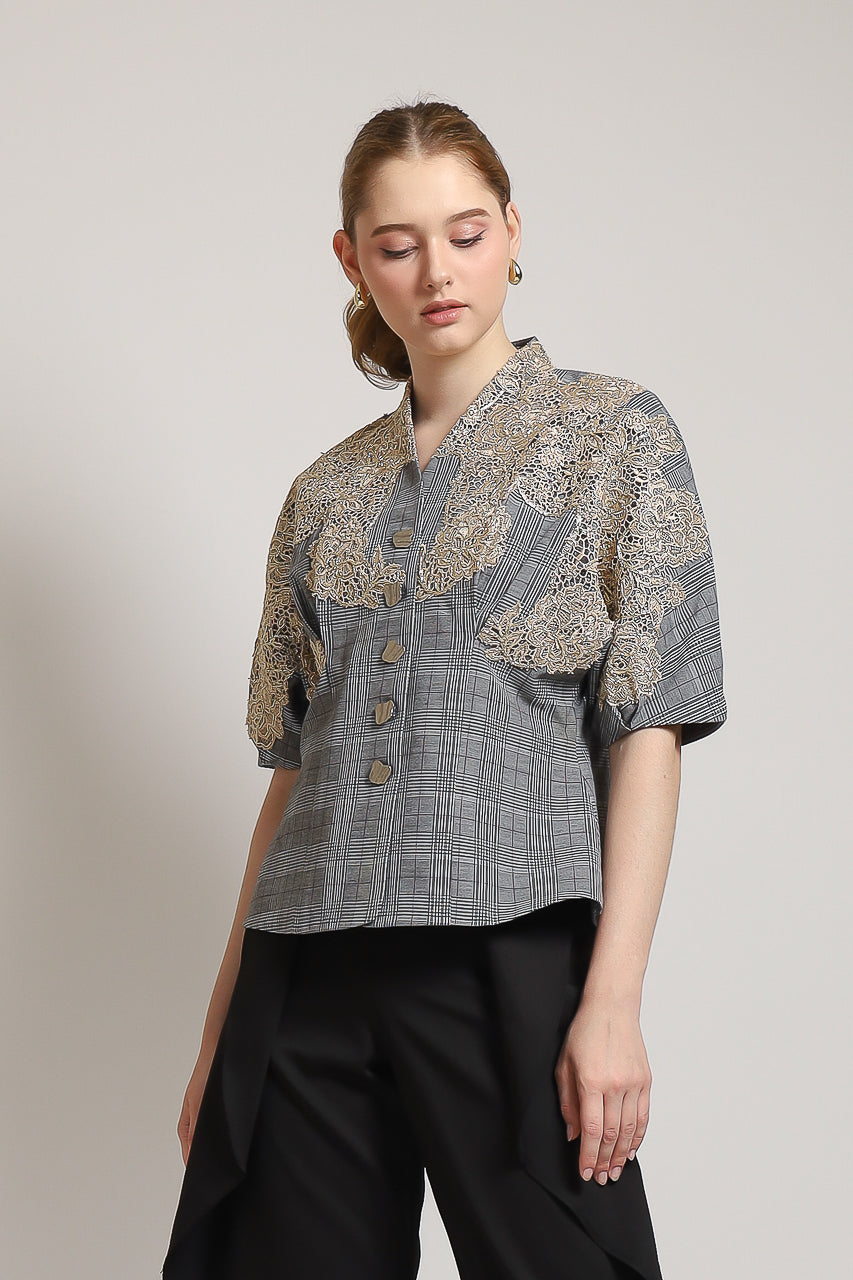 Bloom et Champs Caramel Blazer with Brocade