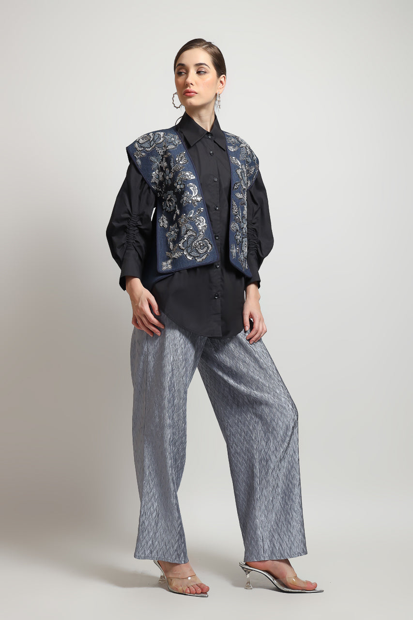 Bloom et Champs Outer Kaku Denim Payet/Elastic Grey Pleats Pants