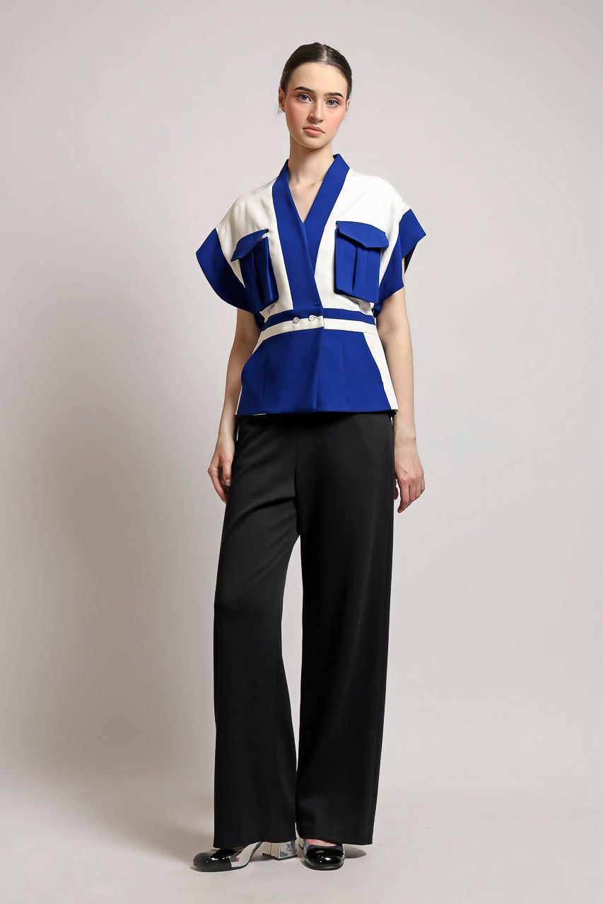 Bloom et Champs Kimono AK Kantong Biru Putih