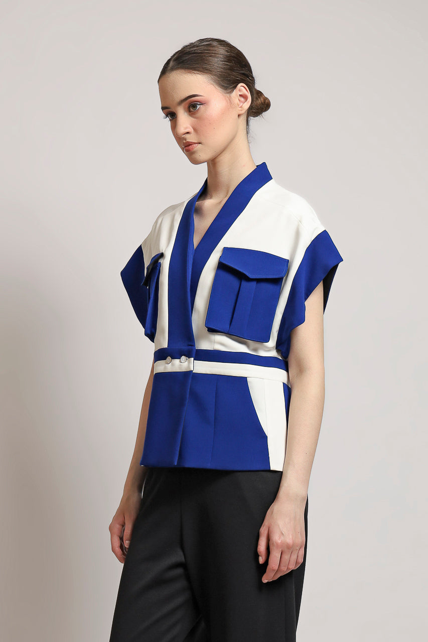 Bloom et Champs Kimono AK Kantong Biru Putih