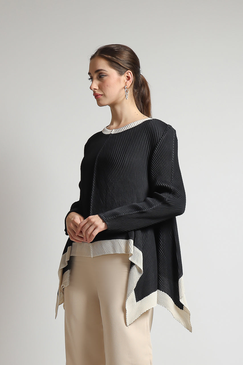 Bloom et Champs Top Kotak Pleats Monochrome