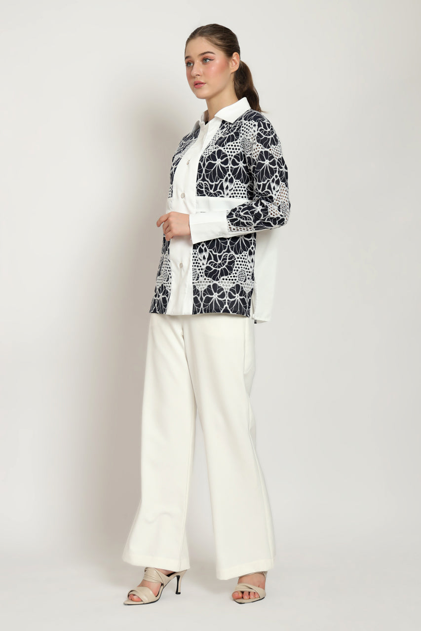 Bloom et Champs Kemeja Bordir Navy