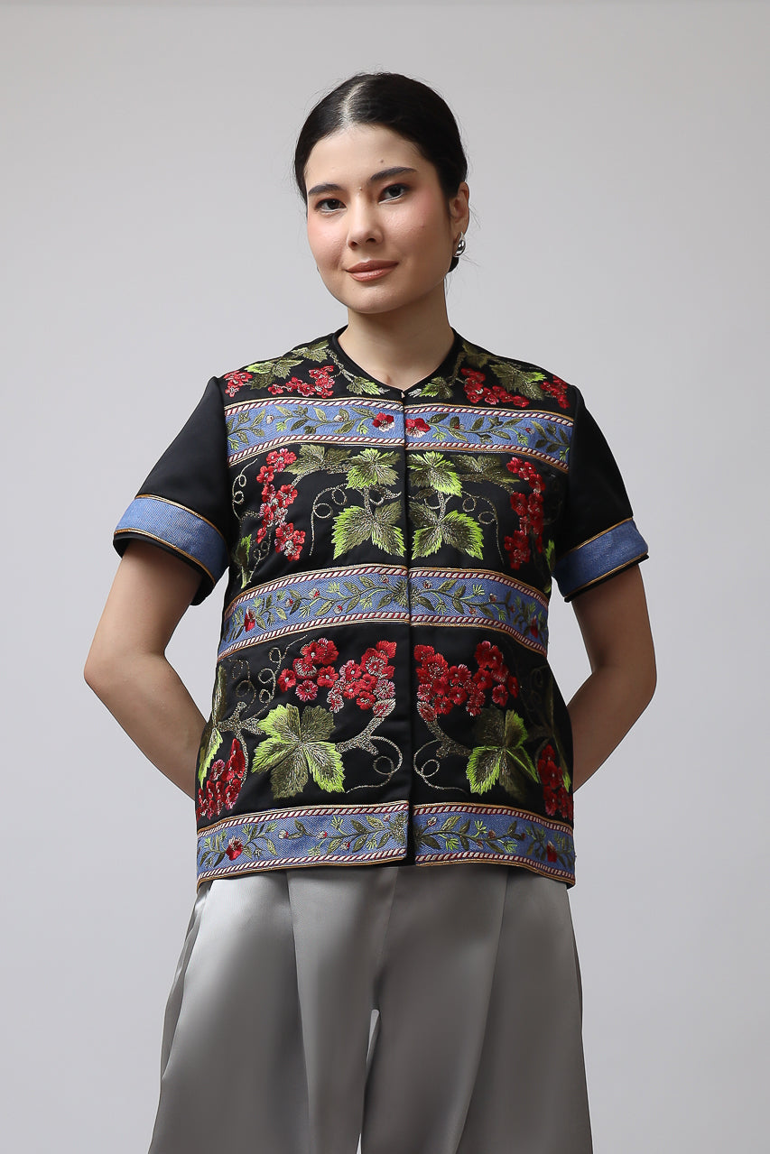 Bloom et Champs Vino Bordir/Celana Mikado Grey