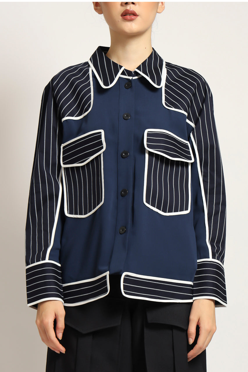 Bloom et Champs Kemeja Salur Navy