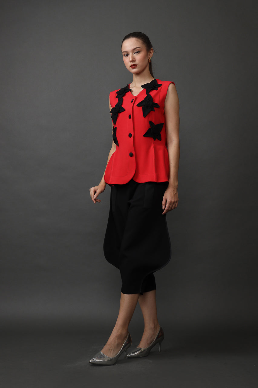 Bloom et Champs Callia Floral Blouse in Red/ Trumpet Pants