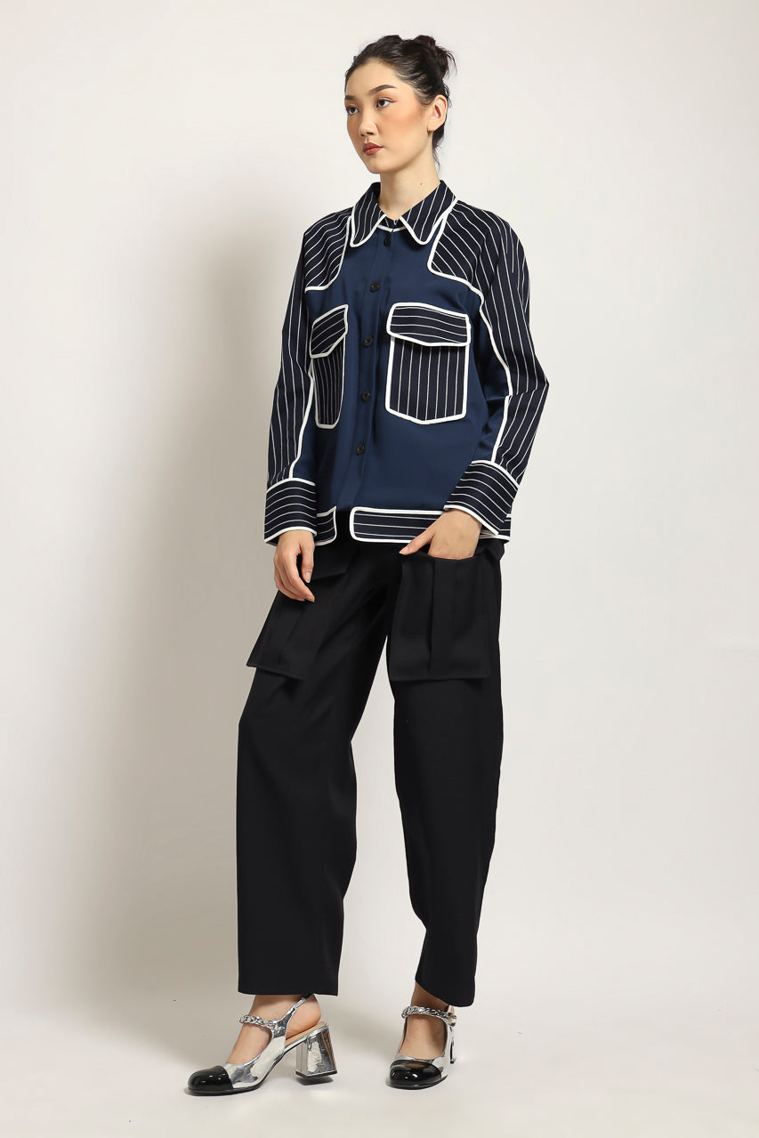 Bloom et Champs Kemeja Salur Navy