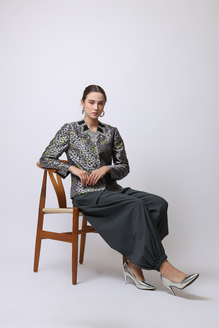 Bloom et Champs Grey Jacquard Blazer