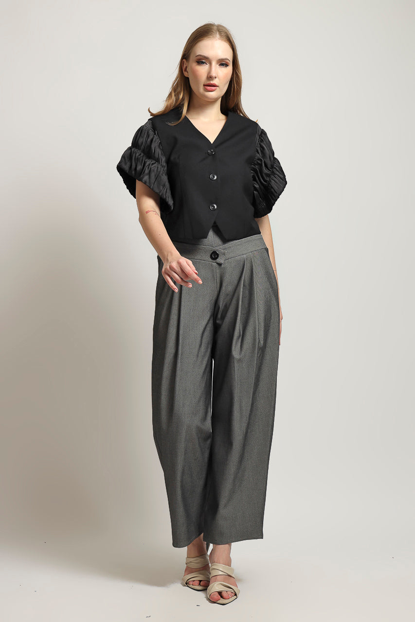 Bloom et Cotton Wrinkled Sleeved Vest
