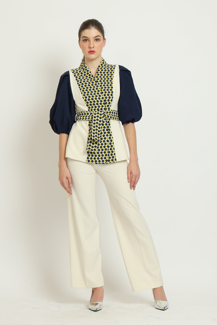 Bloom et Champs Blazer Tangan Balon Polka