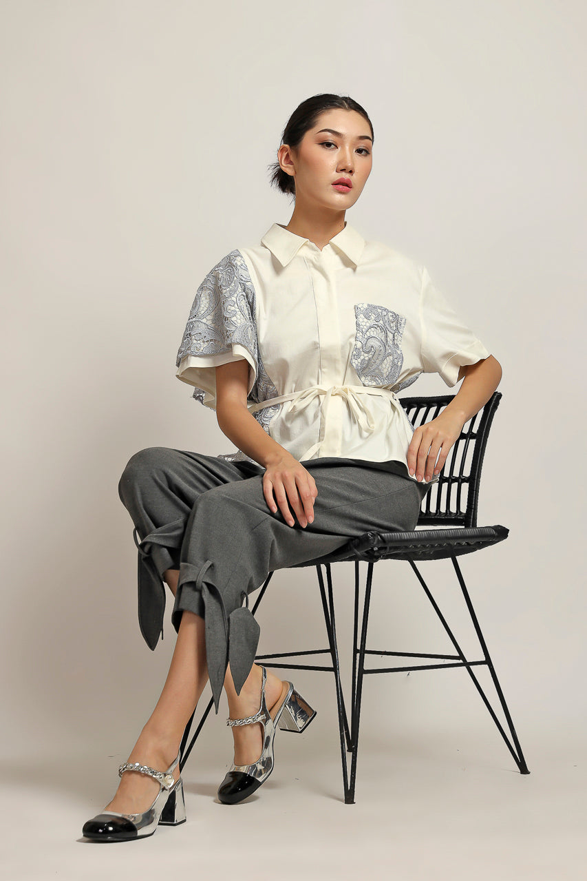 Bloom et Champs Kemeja Silver Brukat