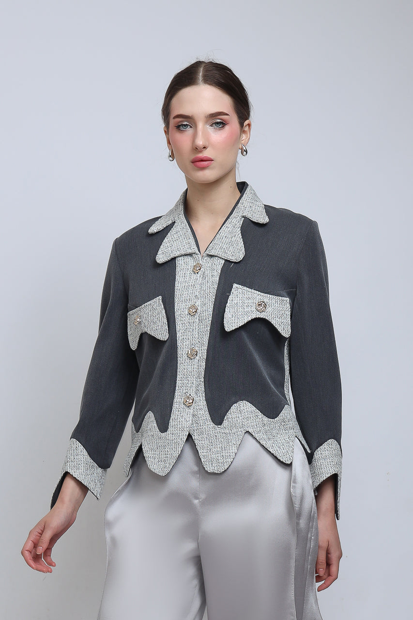 Bloom et Champs Blazer Mocci in Grey Tweed
