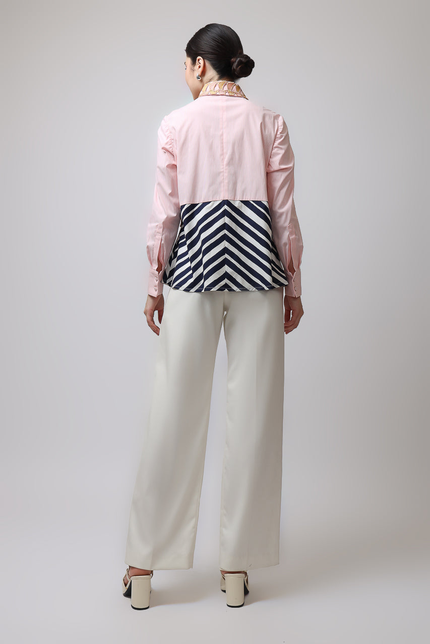 Bloom et Champs Kemeja Snail Pink Brocade