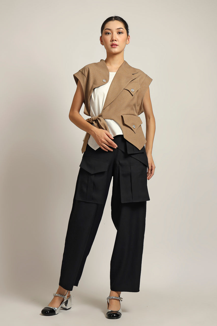 Bloom et Champs Mocha Lapel Top