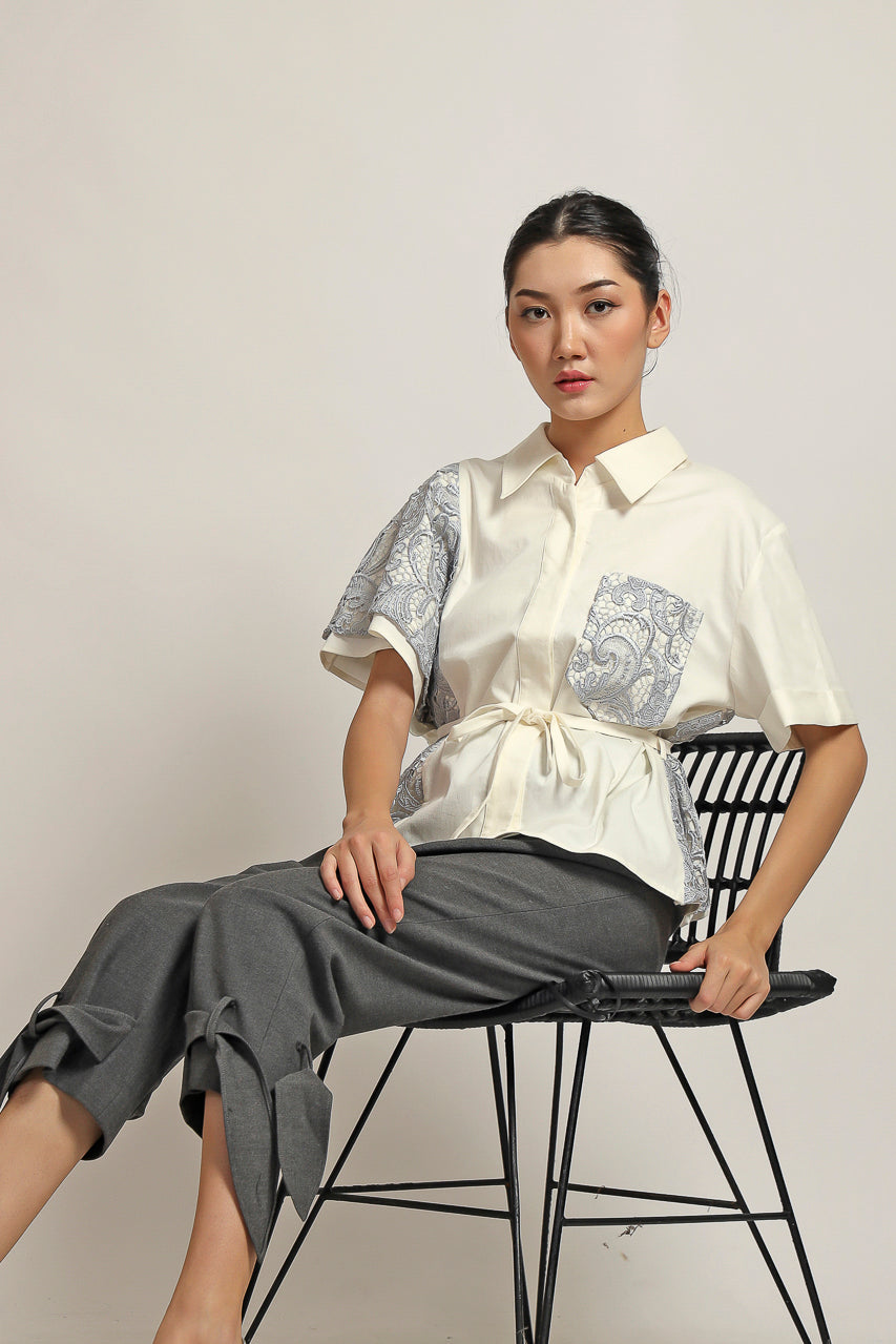 Bloom et Champs Kemeja Silver Brukat