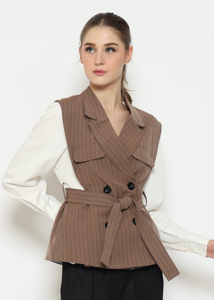 Bloom et Champs Kemeja Salur Mocha