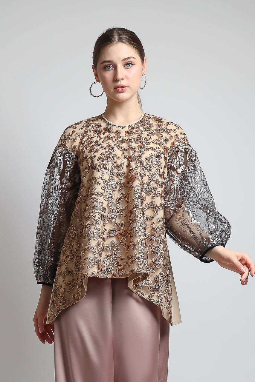 Bloom et Champs Top Tail Tulle Crepe with Elastic Saten Pants