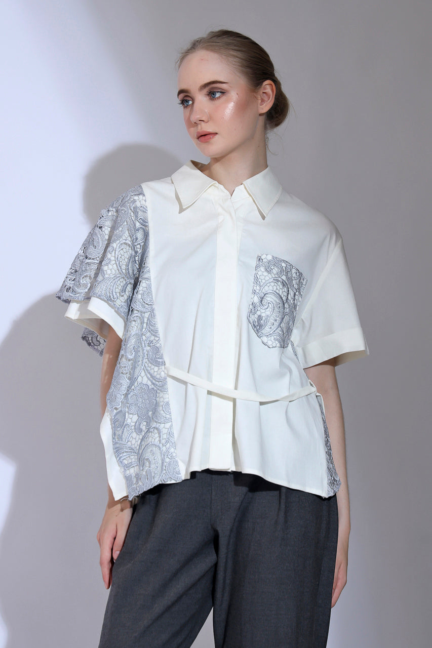 Bloom et Champs Kemeja Silver Brukat