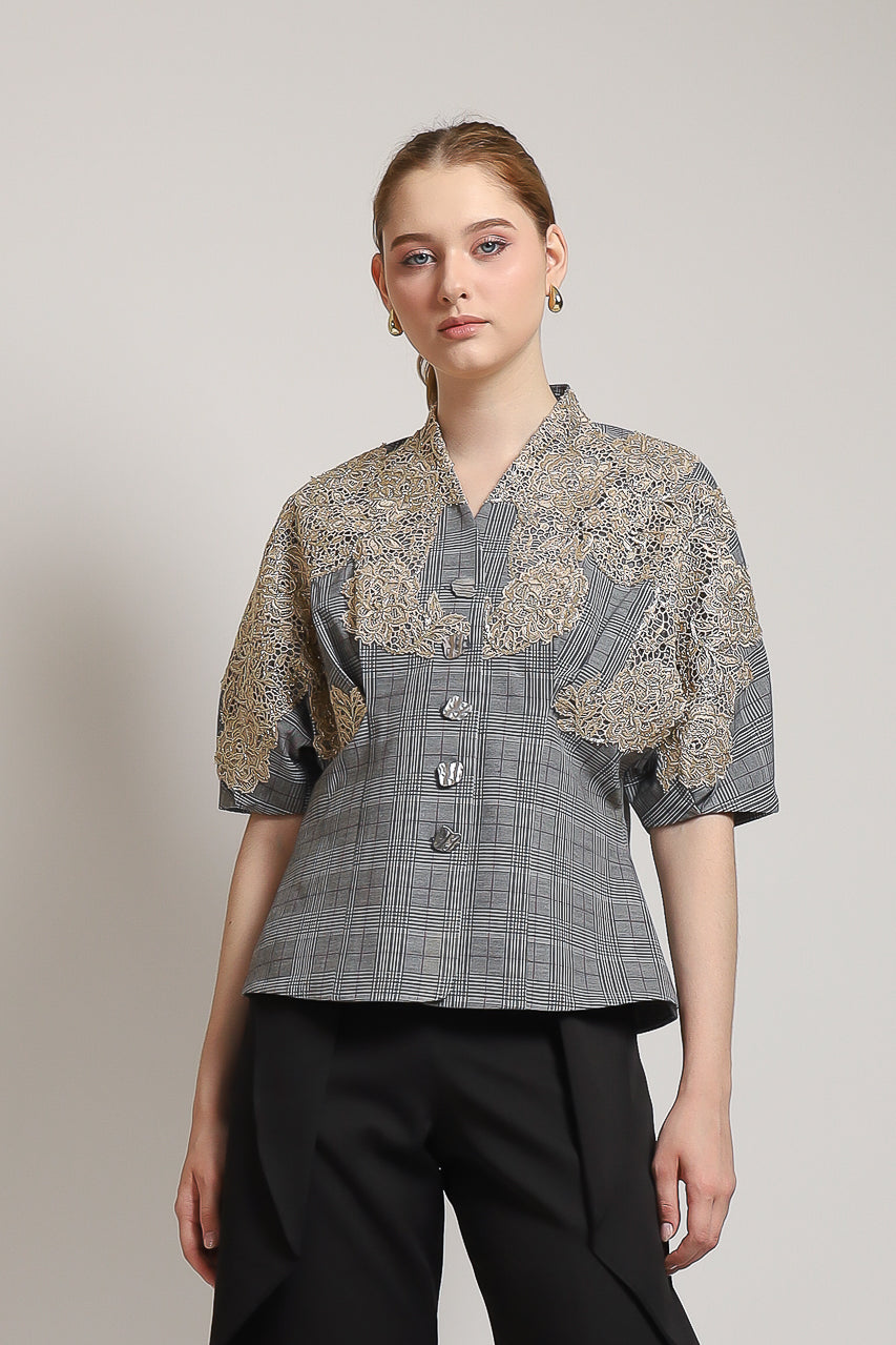 Bloom et Champs Caramel Blazer with Brocade