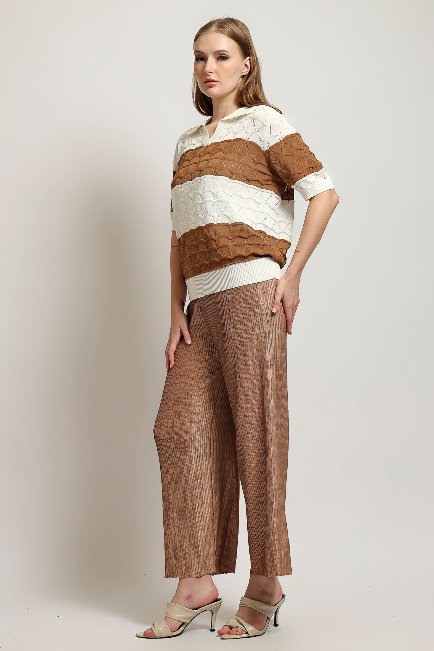 Bloom Et Cotton Stripes Knit in Beige