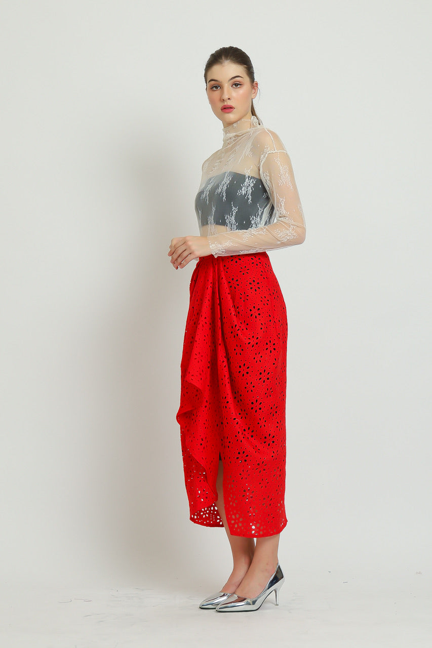 Bloom et Champs Rok Eyelet Linen Merah