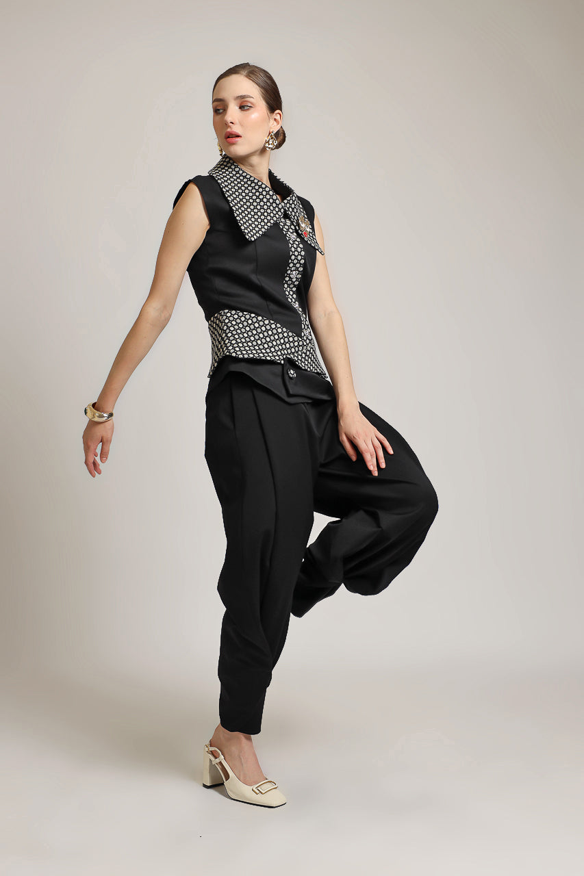 Bloom et Champs Polka Tweed Collar Blouse