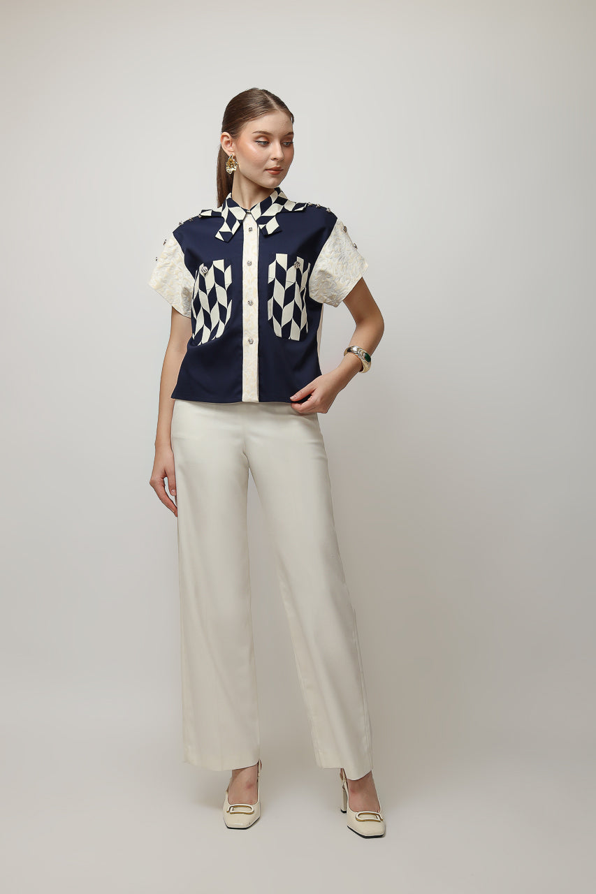 BLoom et Champs Kemeja Catur Navy