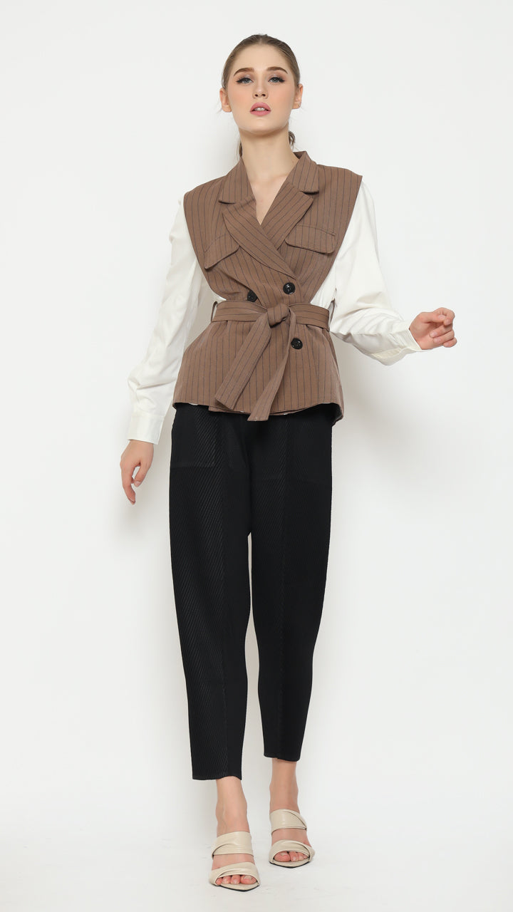 Bloom et Champs Kemeja Salur Mocha