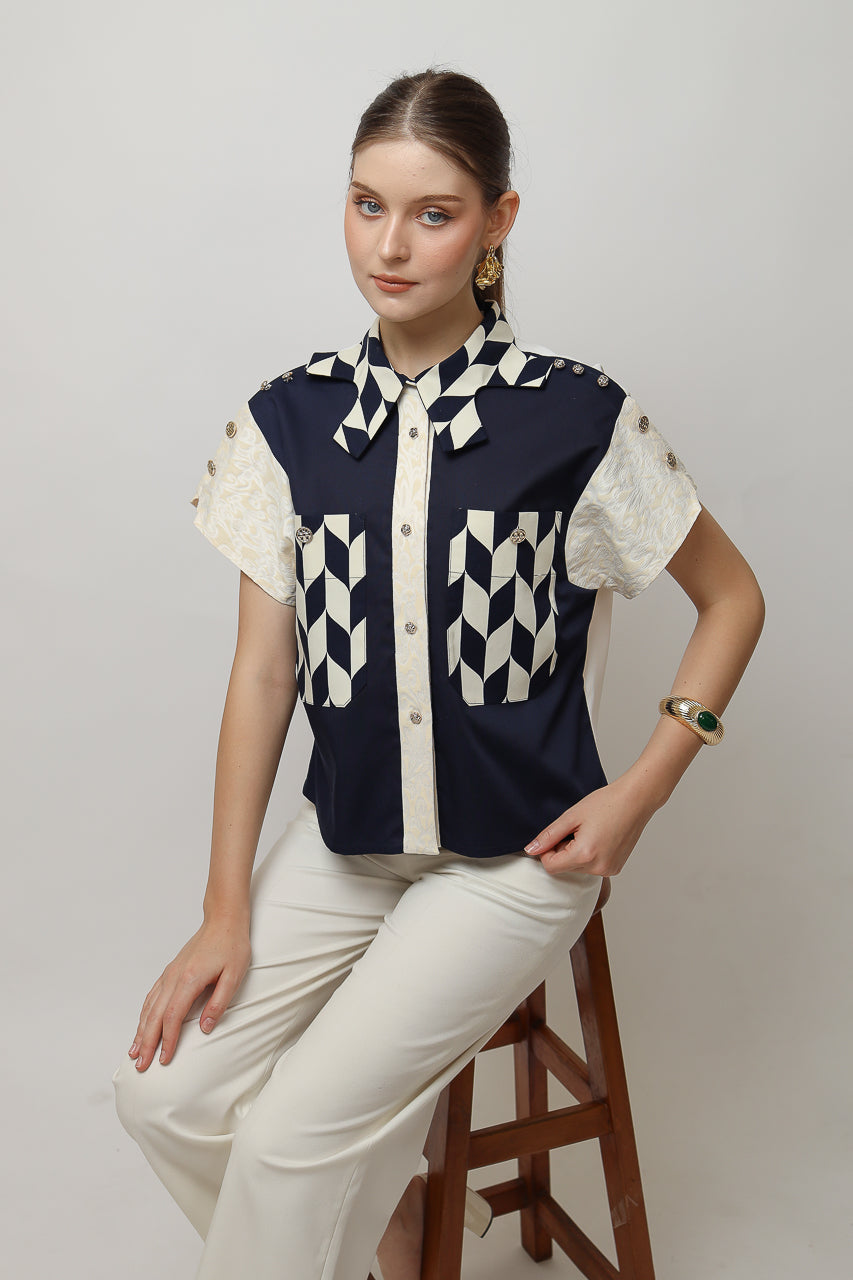 BLoom et Champs Kemeja Catur Navy