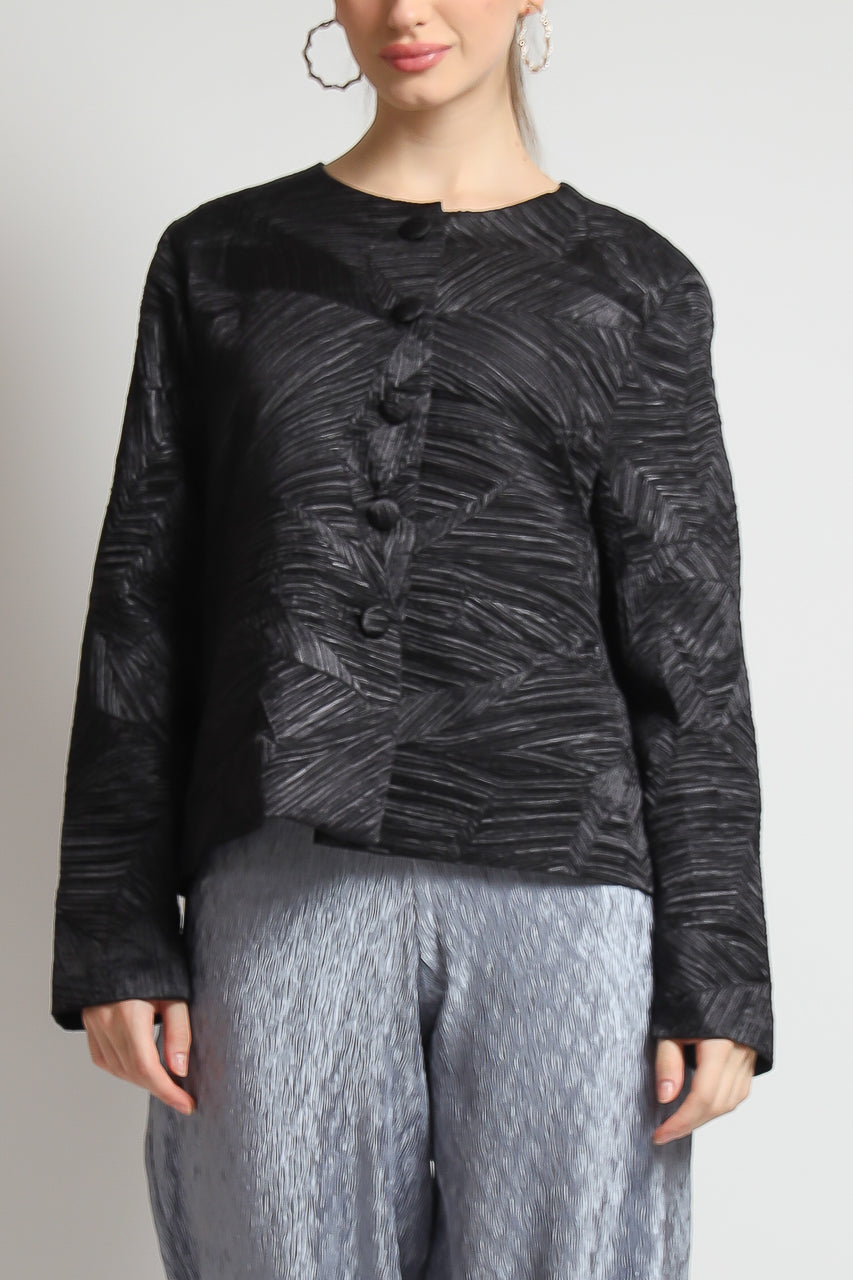 Bloom et Champs Embossed Pleats Skirt/Blazer Pleats in Black