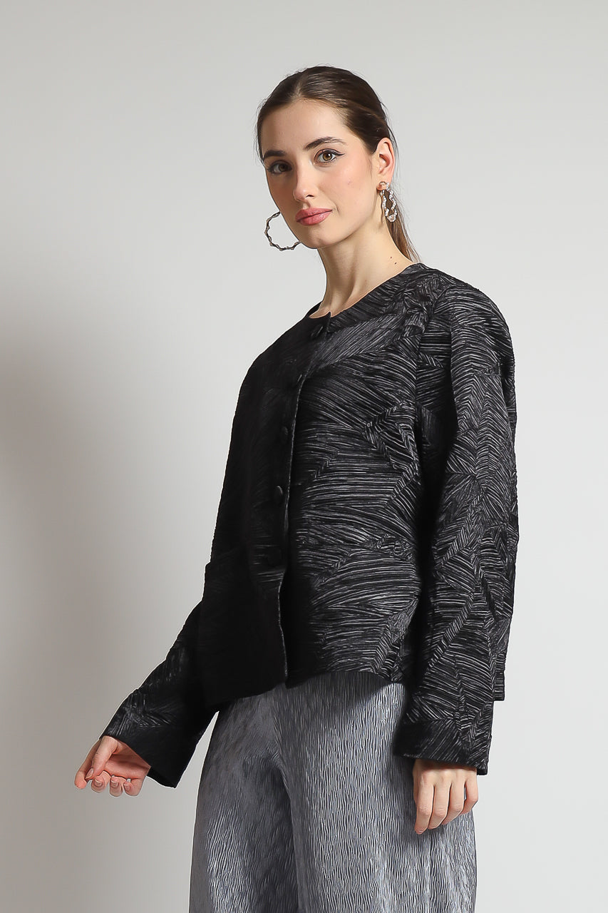 Bloom et Champs Embossed Pleats Skirt/Blazer Pleats in Black