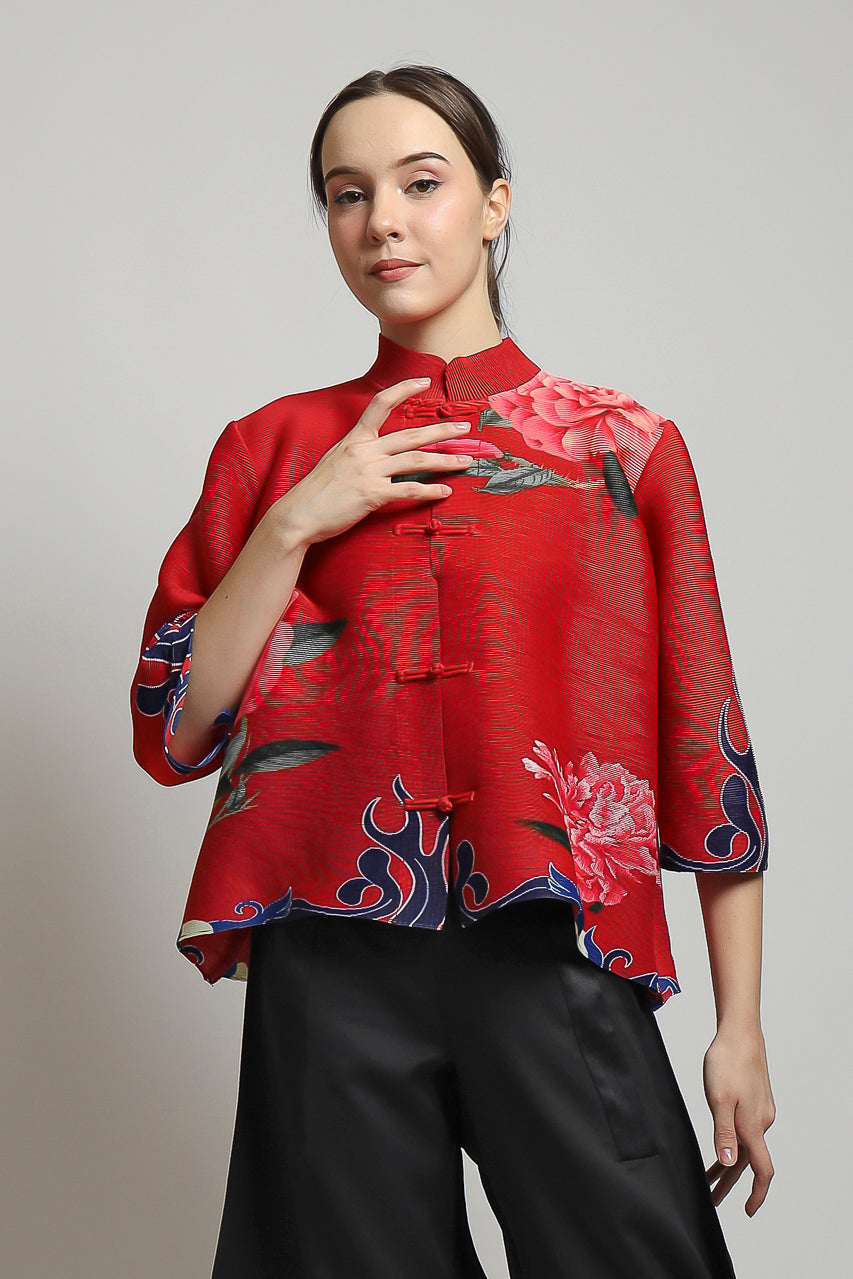 Bloom et Champs Floral Pleats Top