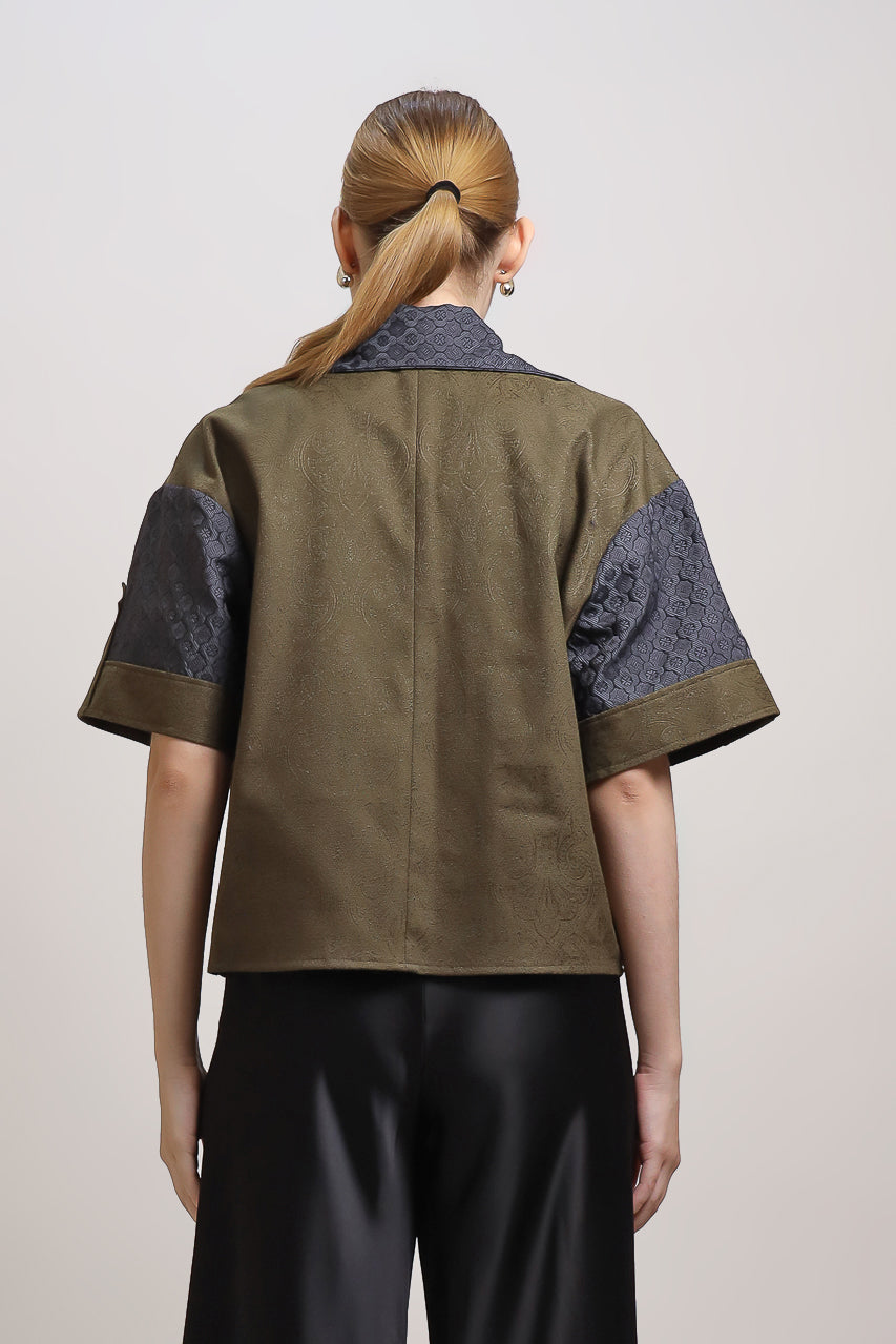 Bloom et Champs Golden Olive Shirt/Flare Saten Pants