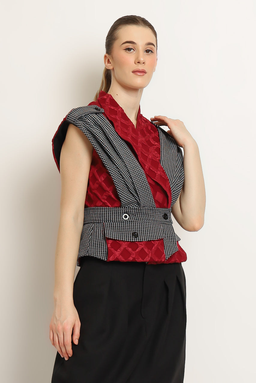 Bloom et Champs Set Top Embossed in Red