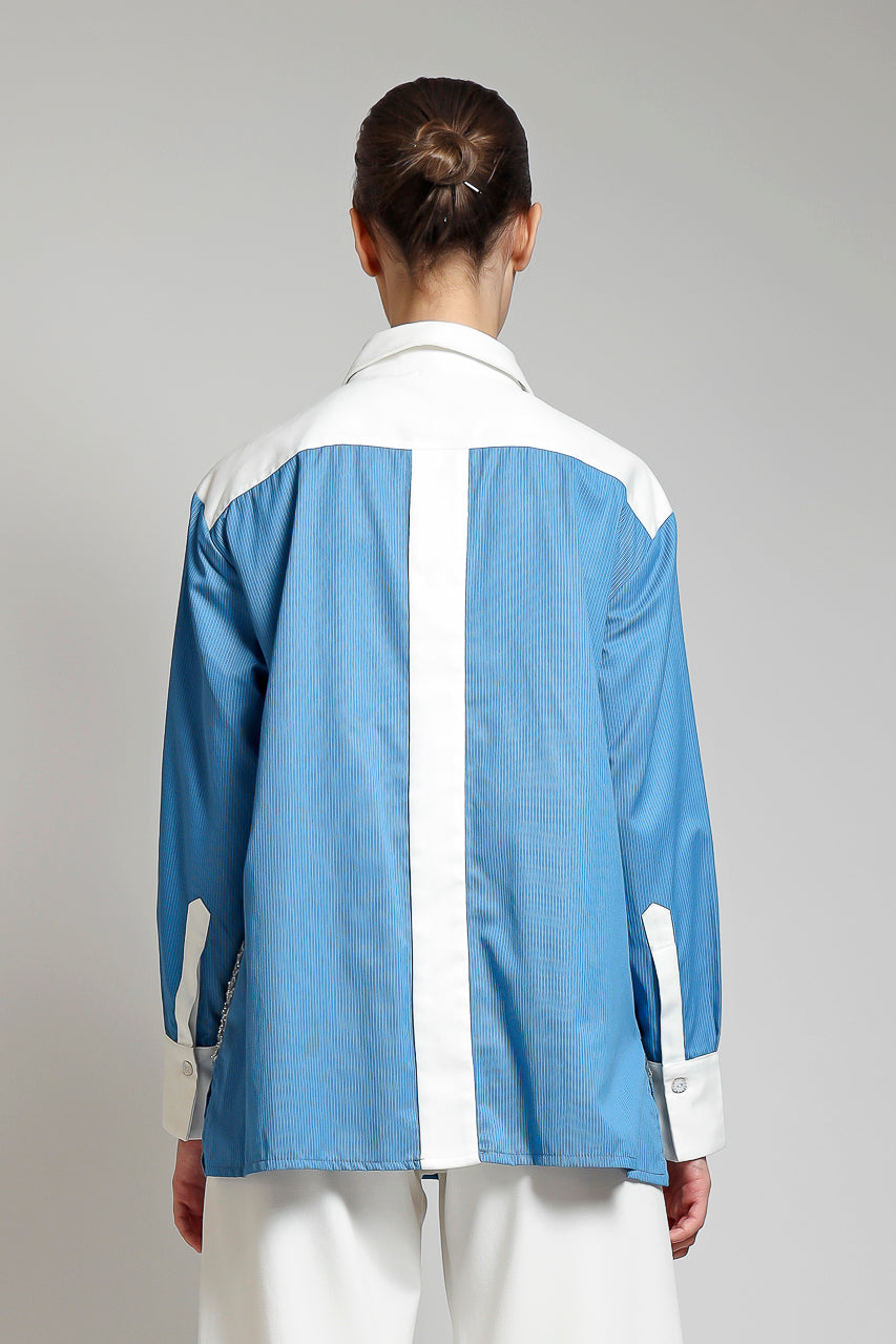 Bloom et Champs Kemeja Salur Biru Payet