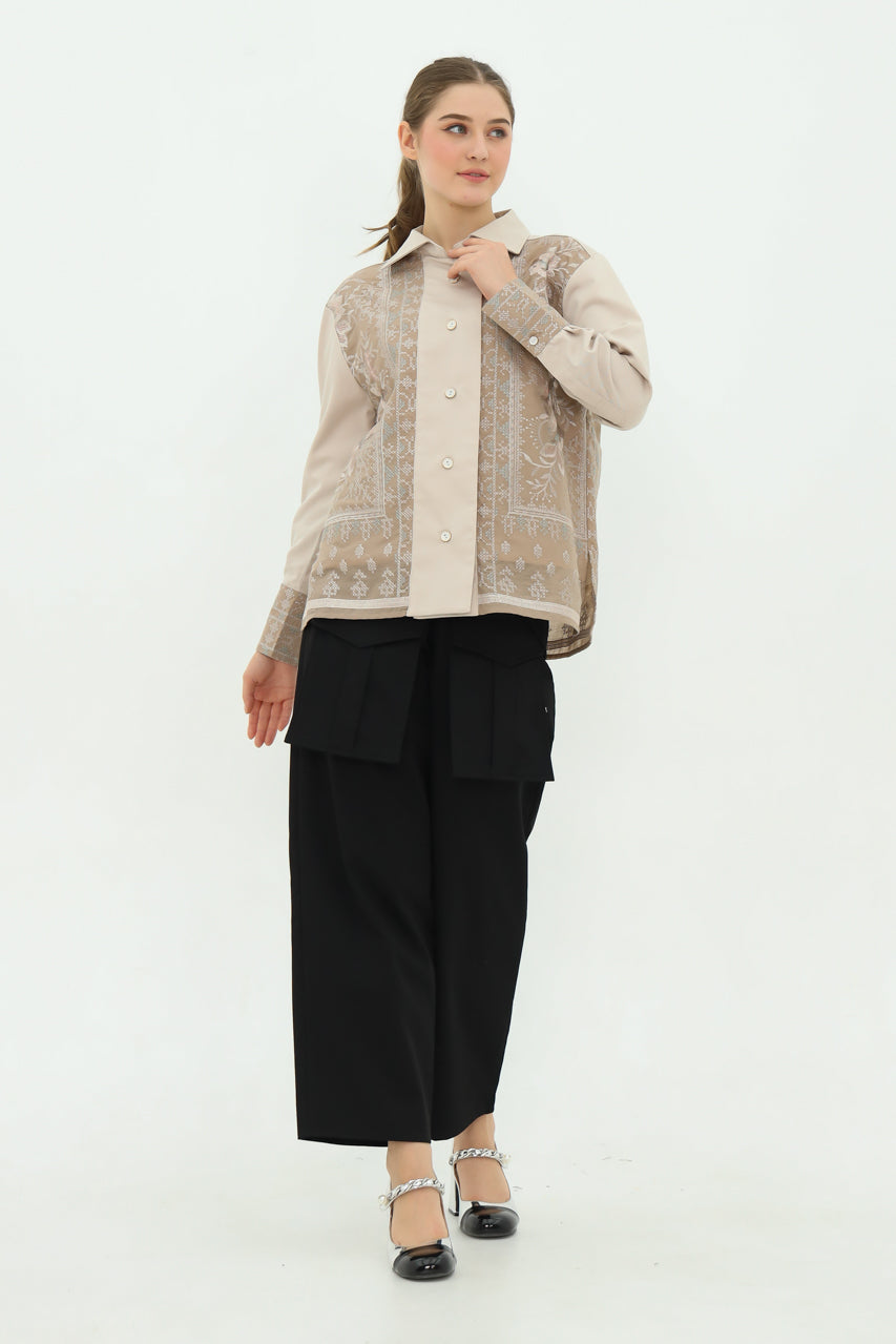 Bloom et Champs Nude Embroidered Shirt