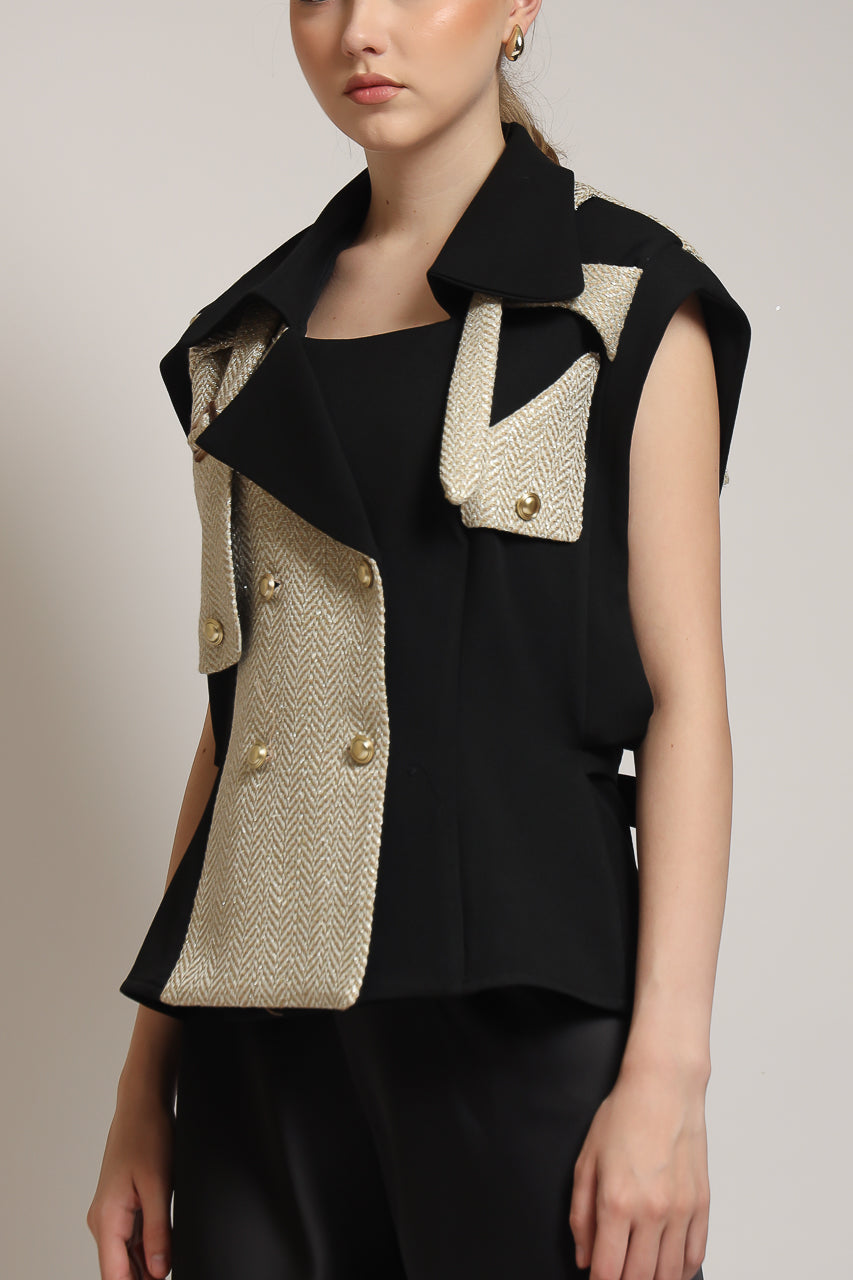 Bloom et Champs Blazer Acrylic Lapel Black