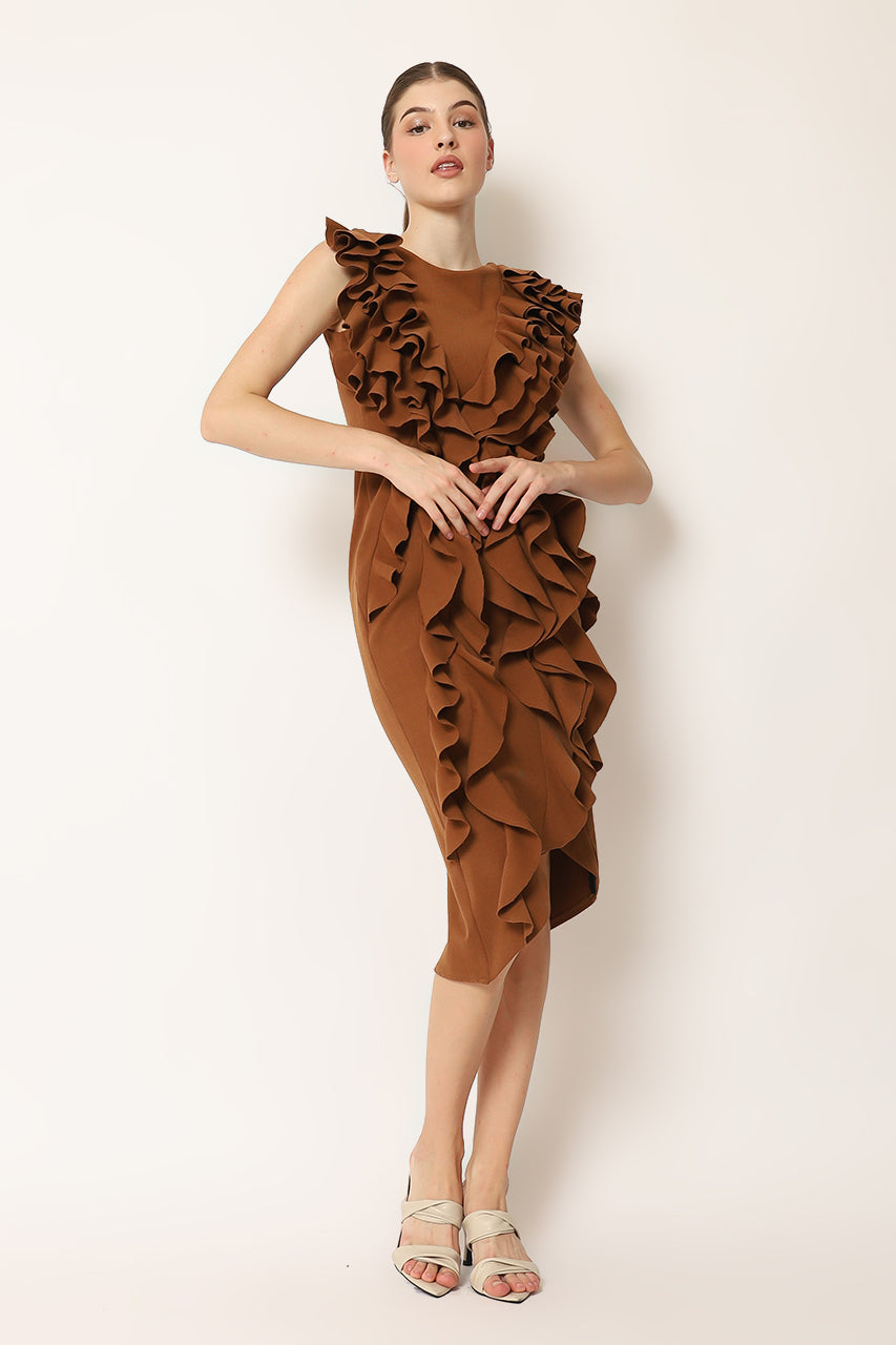 Bloom et Champs Dress Rample in Teracotta