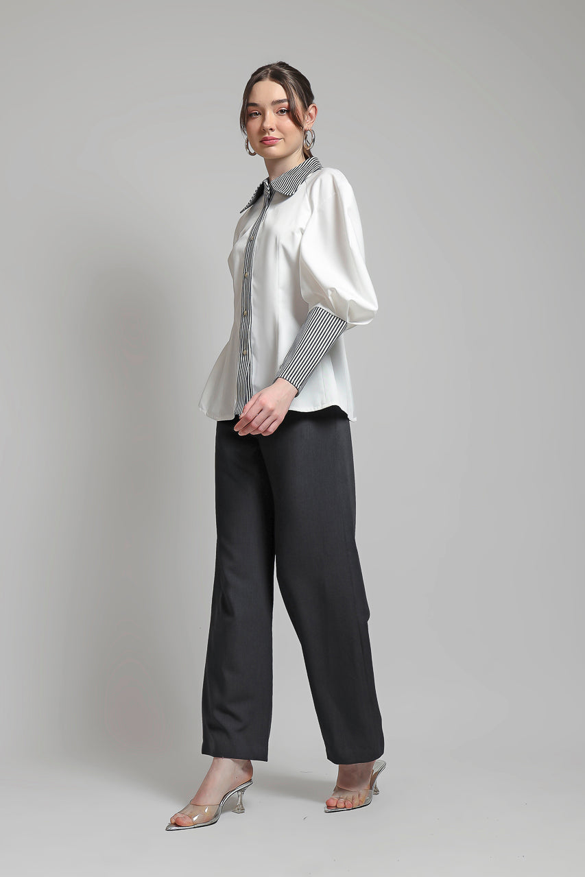 Bloom et Champs Rompi Violet Floral/ Kemeja Marcel Putih