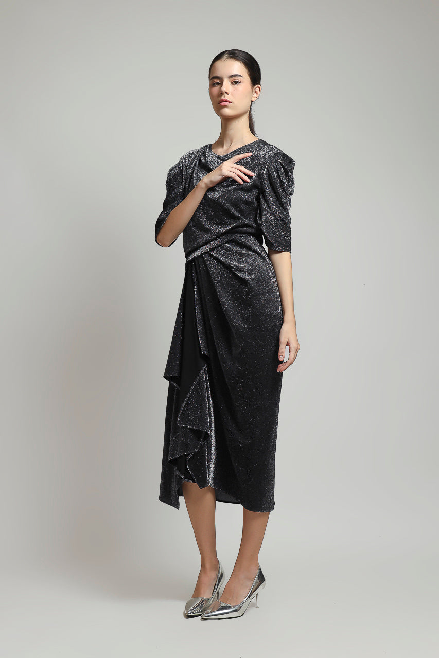 Bloom et Champs Dress Tangan Balon Glitter