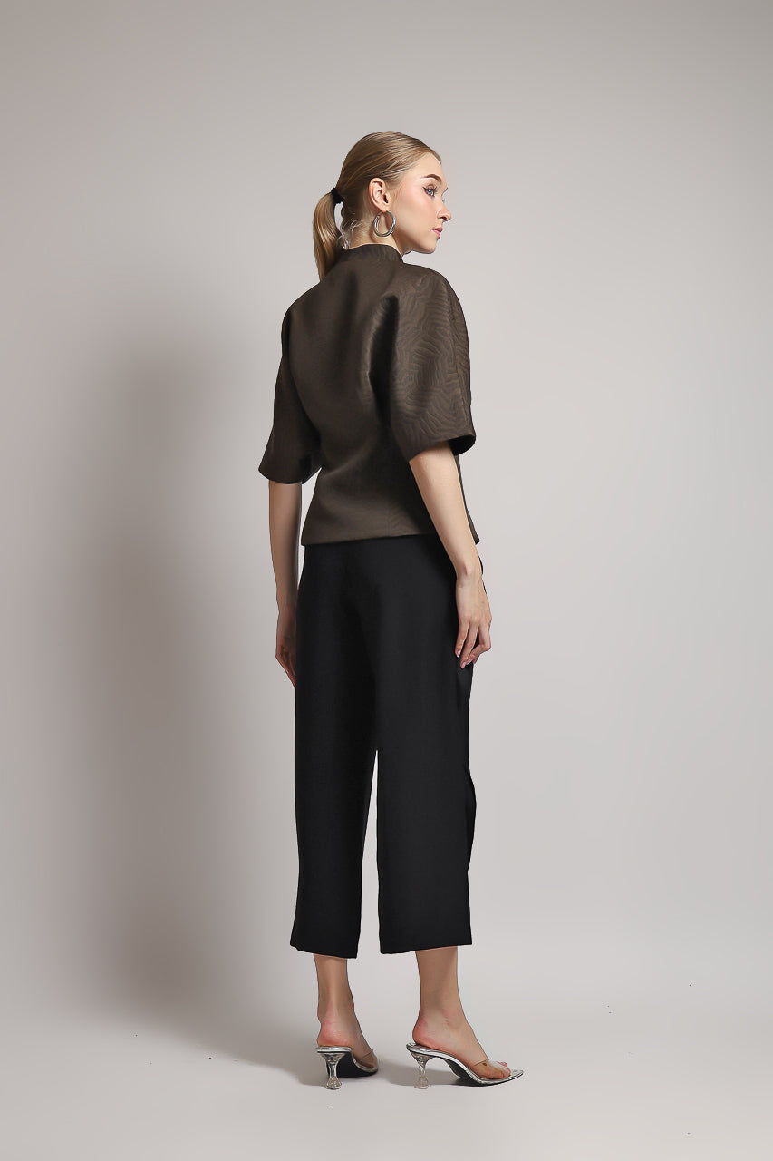 Bloom et Champs Caramel Blouse with Vintage Gold Buttons