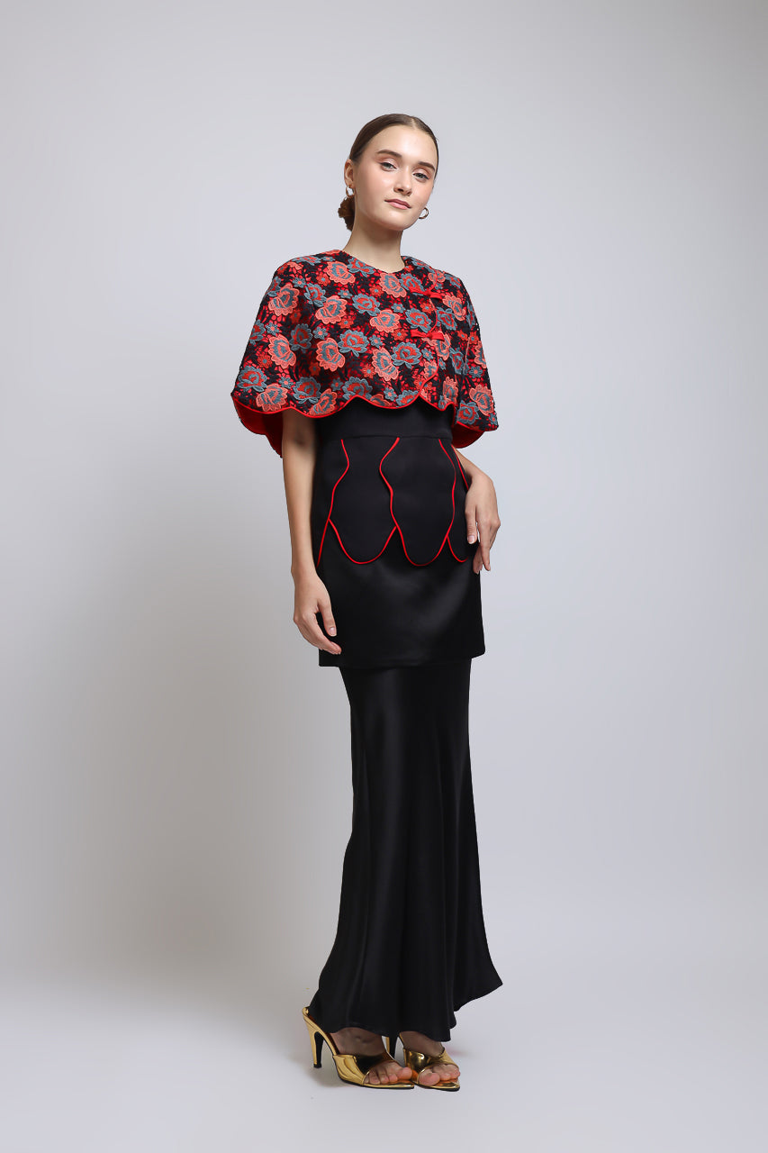Bloom et Champs Ivana Blouse/Double Obi Skirt in Black
