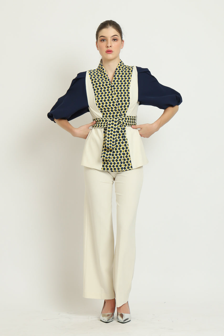 Bloom et Champs Blazer Tangan Balon Polka