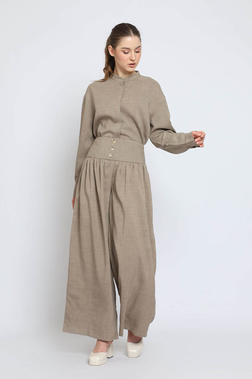 Bloom et Cotton Flowy Obi Shirt/ Hi waist Flowey Pants