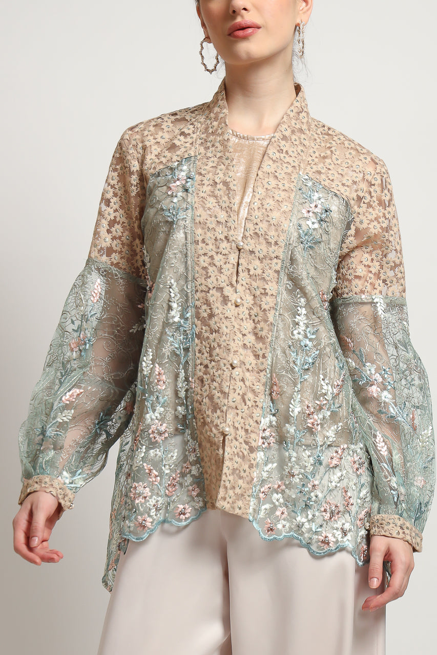 Bloom et Champs Kimono Kaftan KBY Olive with Elastic Saten Pants