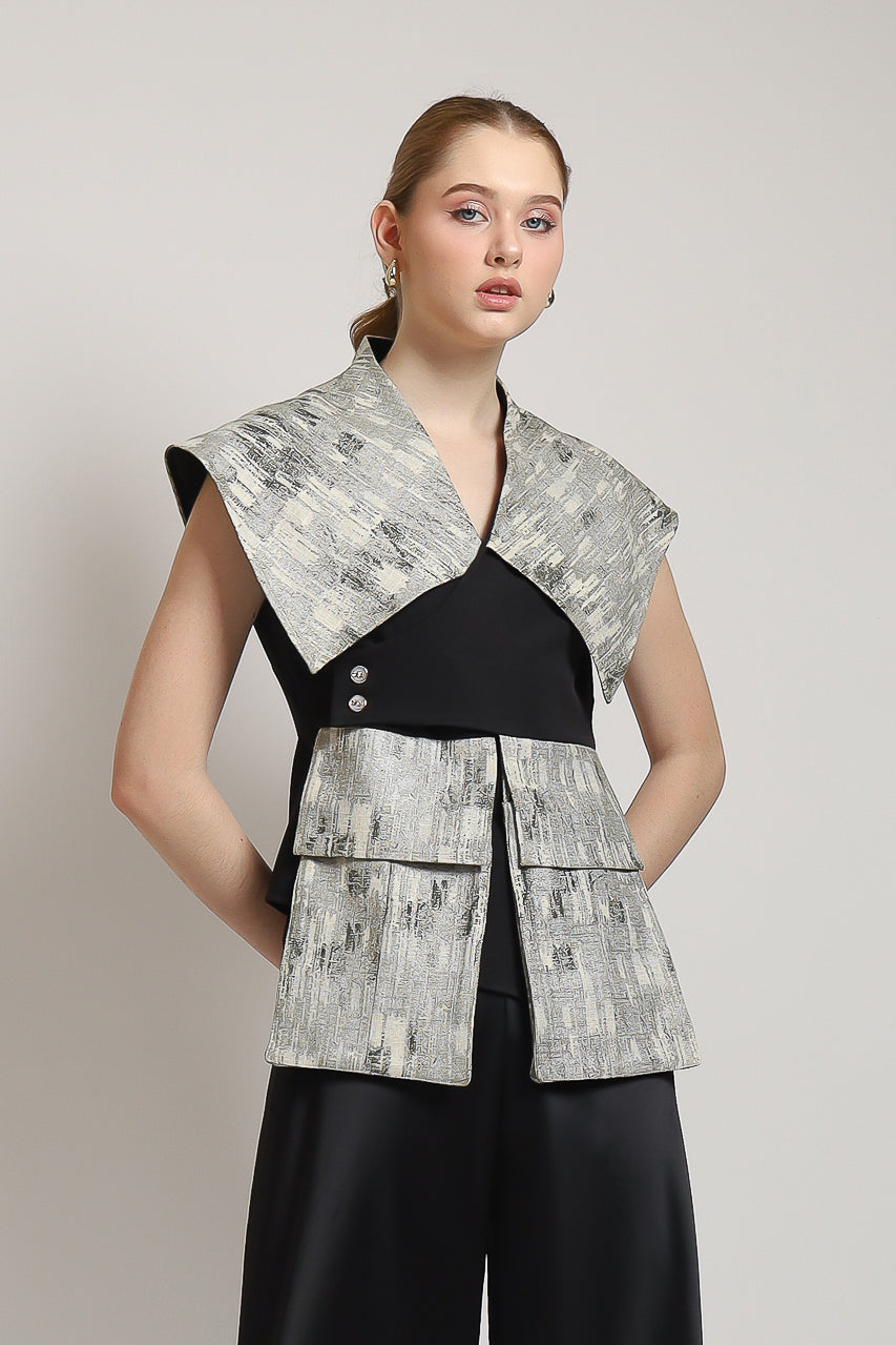 Bloom et Champs Selah Silver/Flare Saten Pants (Elastic Waist)