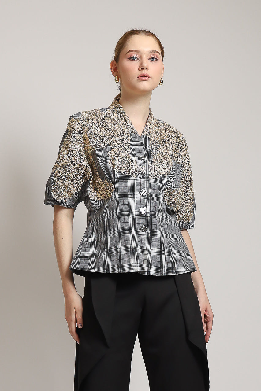 Bloom et Champs Caramel Blazer with Brocade