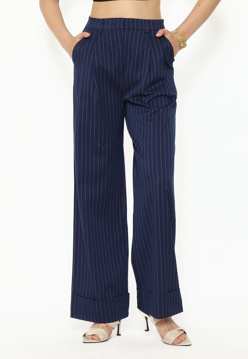 Bloom et Cotton Stripes Navy Pants