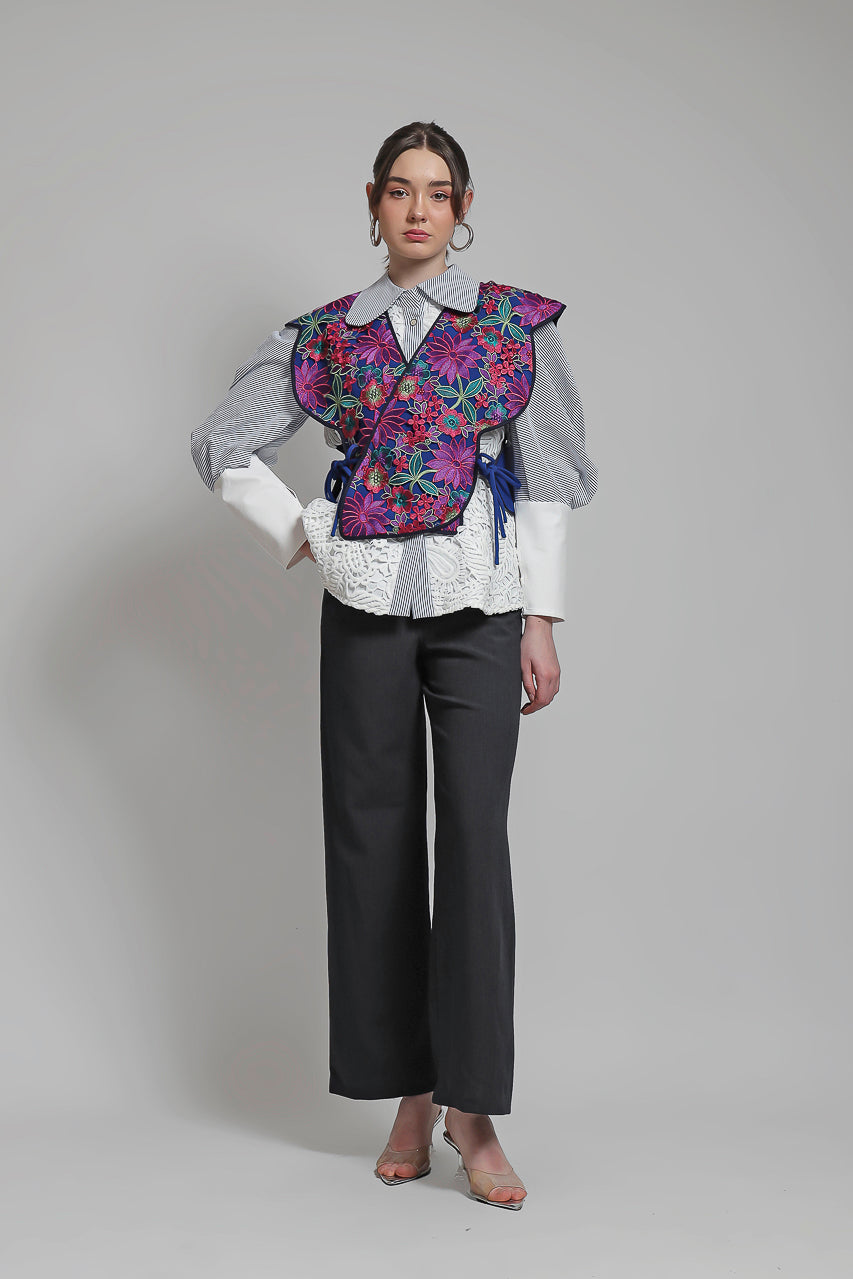 Bloom et Champs Rompi Violet Floral/ Kemeja Marcel Putih