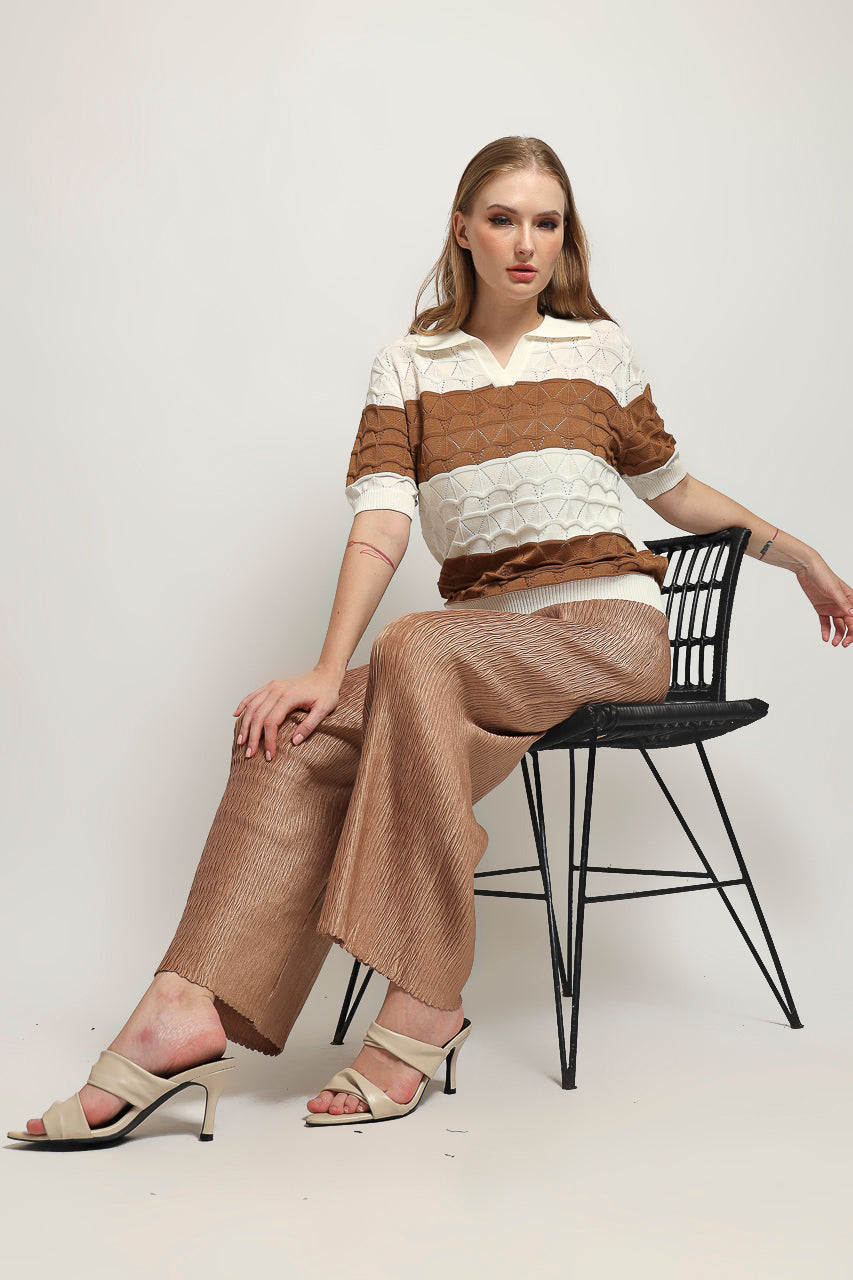 Bloom Et Cotton Stripes Knit in Beige